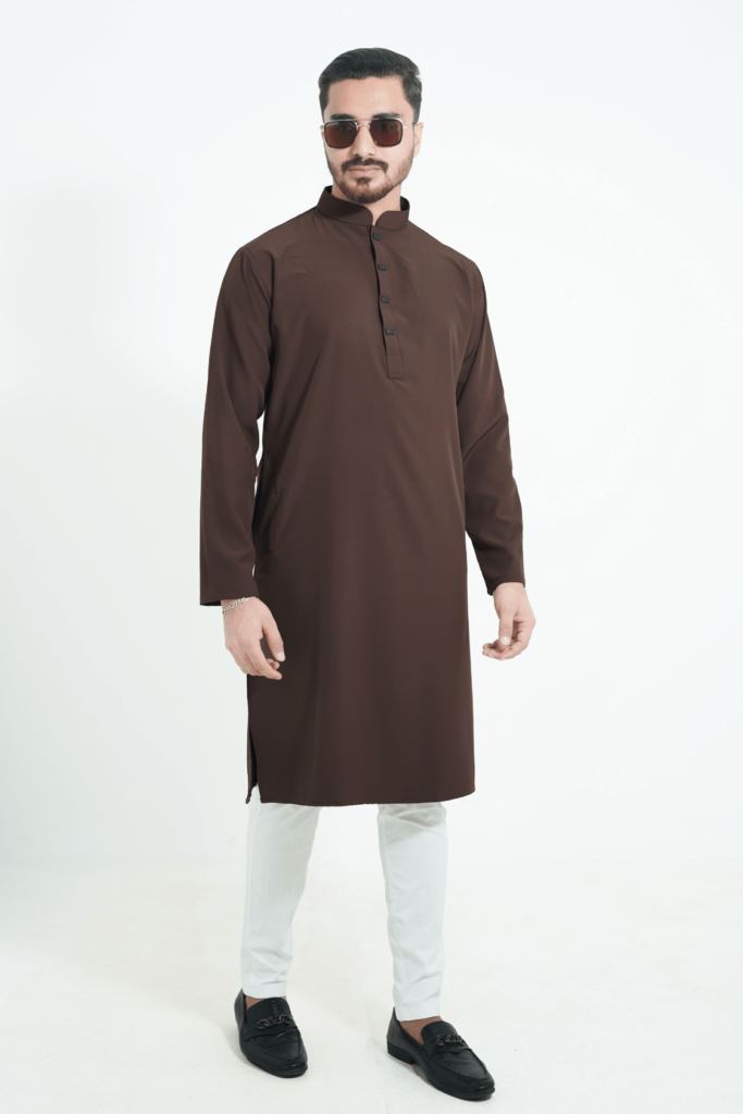 coffee color premium micro stitch solid panjabi