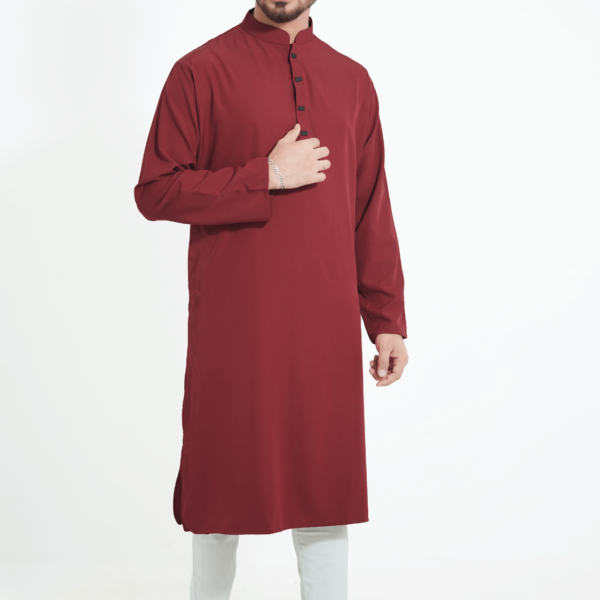 maroon color premium micro stitch solid panjabi