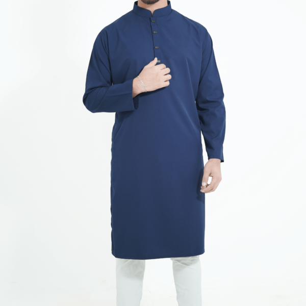 navy blue premium micro stitch solid panjabi