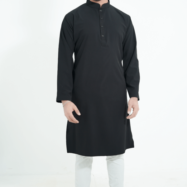 black color premium micro stitch solid panjabi