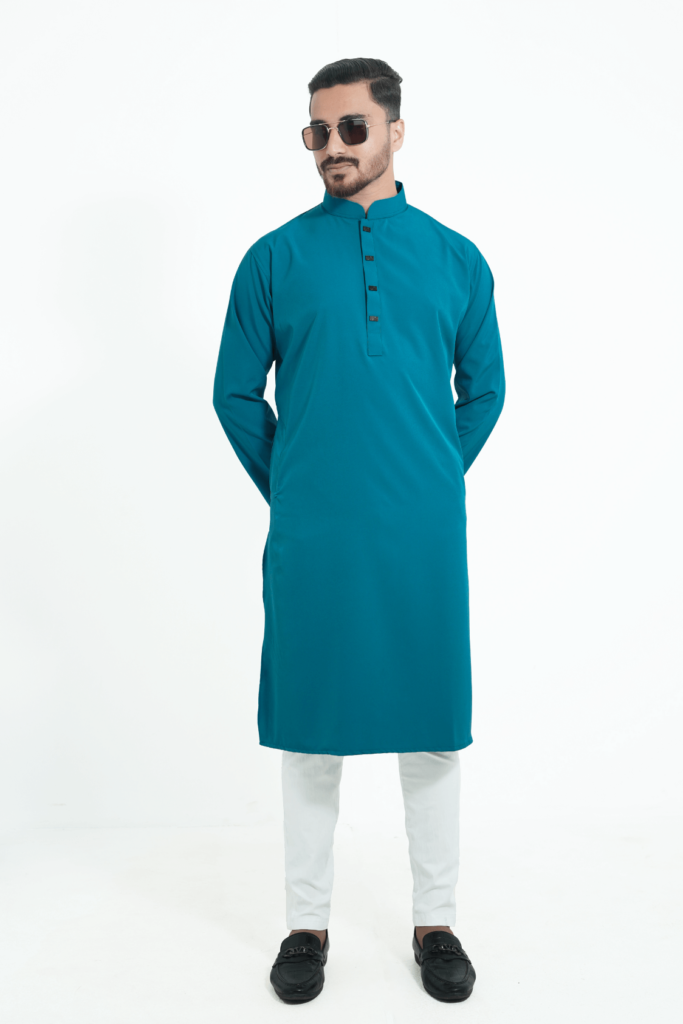 petrol-blue-color-premium-micro-stitch-solid-panjabi