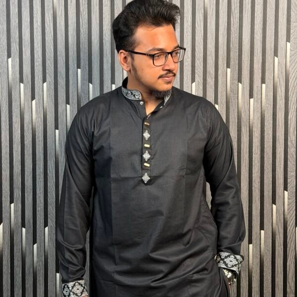 Black Samsung cotton Code-S C-B.no 01 ( কালো স্যামসাং কটন প্রিমিয়াম পাঞ্জাবি )