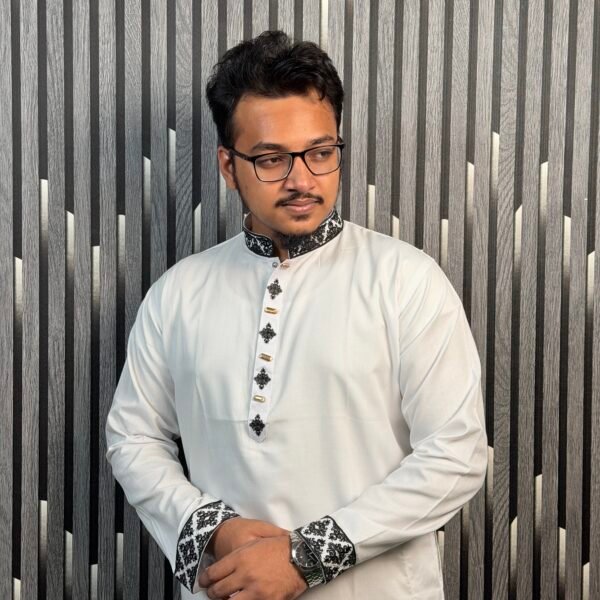 White Samsung cotton Code-S C-W.no 02 ( সাদা স্যামসাং কটন প্রিমিয়াম পাঞ্জাবি )