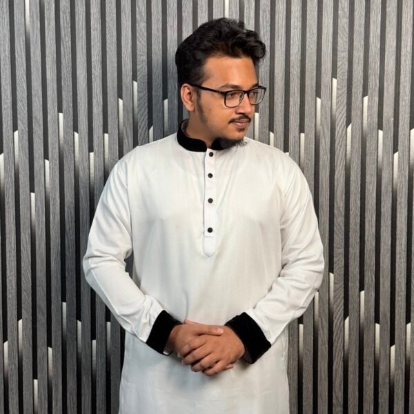 White Samsung cotton Code-S C-W.no. 03 ( সাদা স্যামসাং কটন প্রিমিয়াম পাঞ্জাবি )