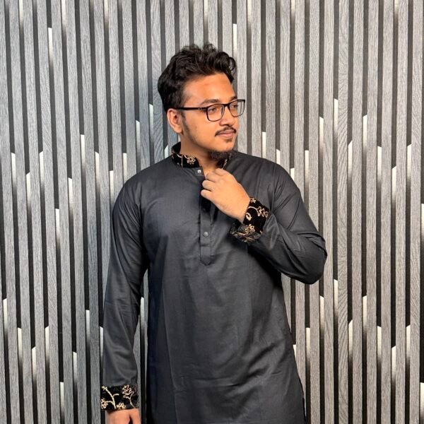 Black Samsung cotton Code-S C-B.no 02 ( কালো স্যামসাং কটন প্রিমিয়াম পাঞ্জাবি )