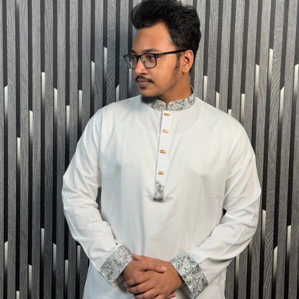 White songko (সাদা সংক প্রিমিয়াম কটন পাঞ্জাবি )